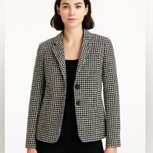 J. CREW FACTORY Black and Cream Houndstooth Blazer. Size 8